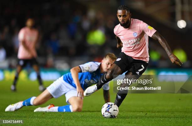 Leandro Bacuna of Cardiff City controls the ball during the Sky Bet Championship match between Peterborough United and Cardiff City at London Road...