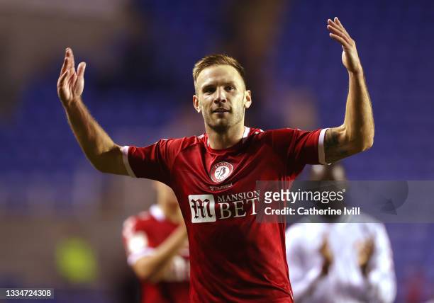 Andreas Weimann of Bristol City celebrates victory after the Sky Bet Championship match between Reading and Bristol City at The Select Car Leasing...