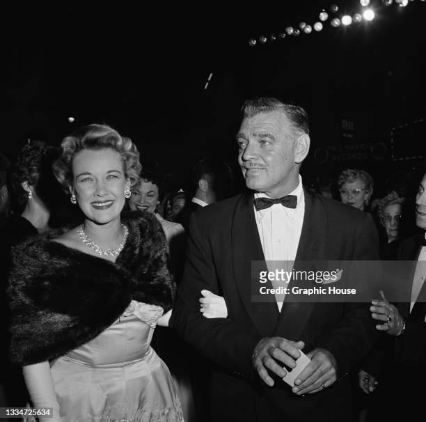 American actress Kay Williams and American actor Clark Gable attend the premiere of 'The Spirit of St Louis', held at Grauman's Egyptian Theatre in...