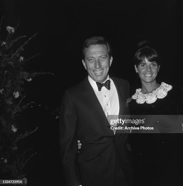 American singer Andy Williams and his wife, French singer and actress Claudine Longet attend the 17th Annual Primetime Emmy Awards, held at the...