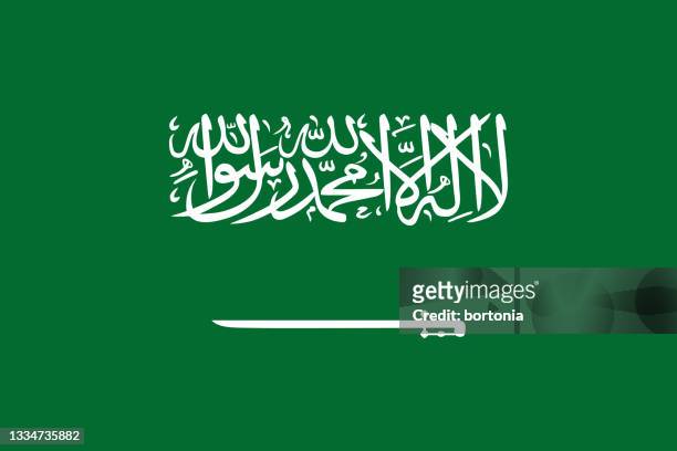 flagge des königreichs saudi-arabien - saudi arabien stock-grafiken, -clipart, -cartoons und -symbole