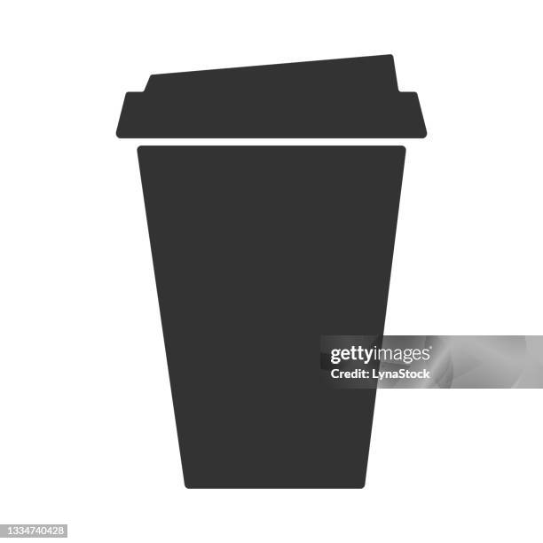 stockillustraties, clipart, cartoons en iconen met vector icon cup of coffee. paper cup logo template. takeaway concept. illustration isolate on white background. flat design. - afhaal eten