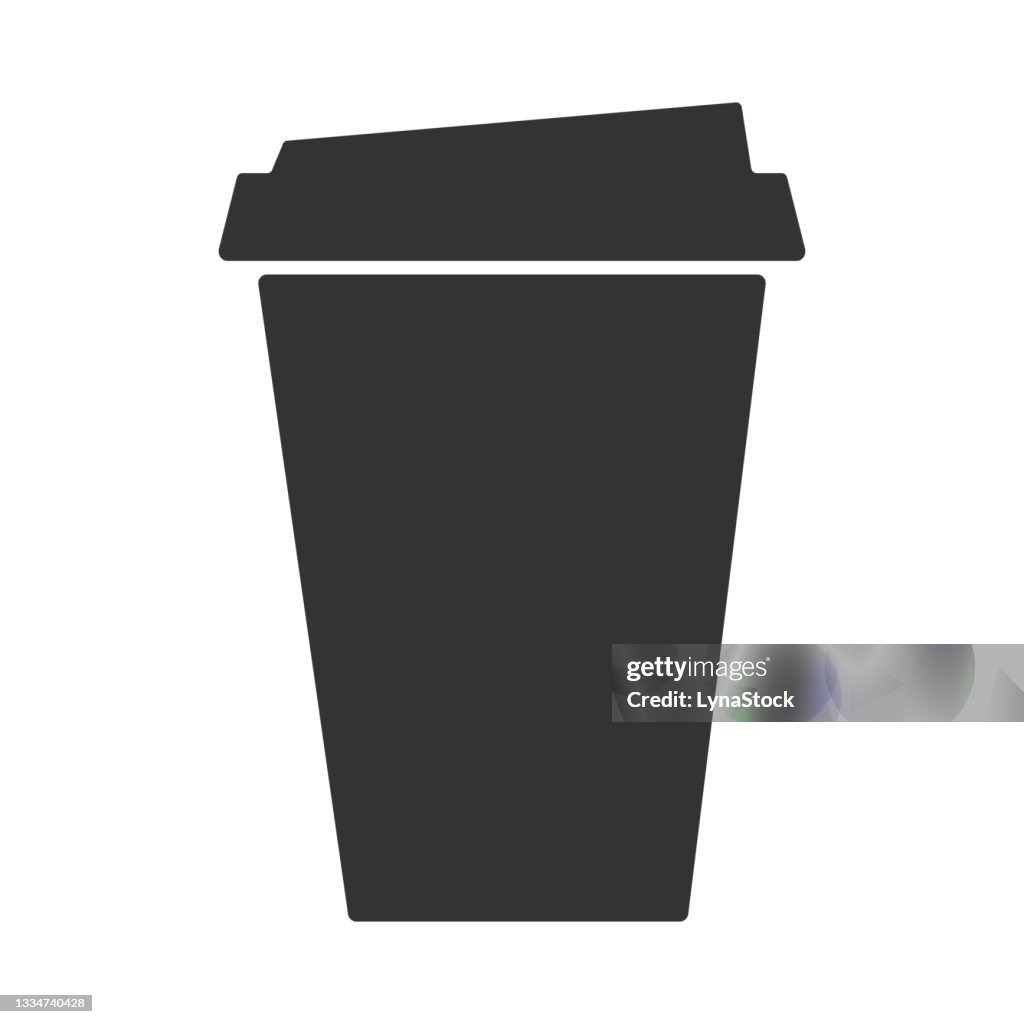 Vector icon cup of coffee. Paper cup logo template. Takeaway concept. Illustration isolate on white background. Flat design.