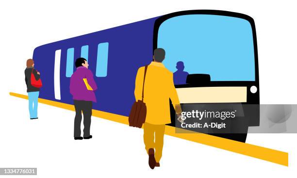 train station crowd flat design - train ticket stock illustrations