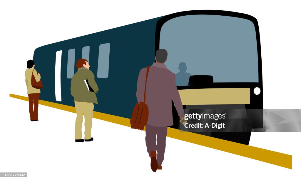 Train Station Crowd Flat Design