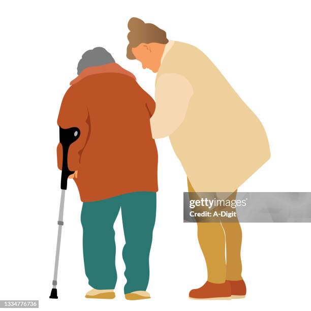 bildbanksillustrationer, clip art samt tecknat material och ikoner med helping elderly mom - naturliga människor