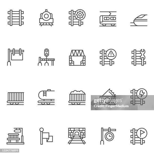 rail transport icons - level crossing stock illustrations