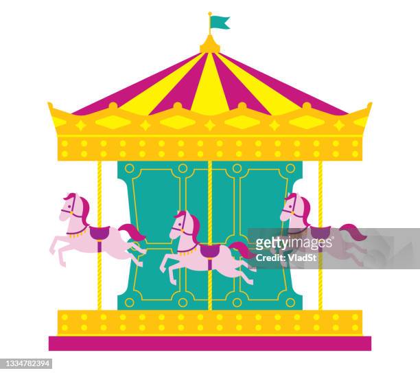 carousel horses carnival luna park - roundabout stock illustrations