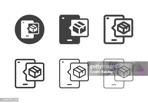 mobile delivering icons - multi series - software as a service stock illustrations