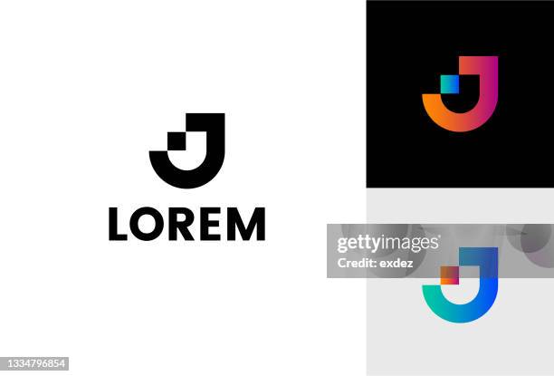 j-buchstaben-basiertes logo - buchstabe j stock-grafiken, -clipart, -cartoons und -symbole
