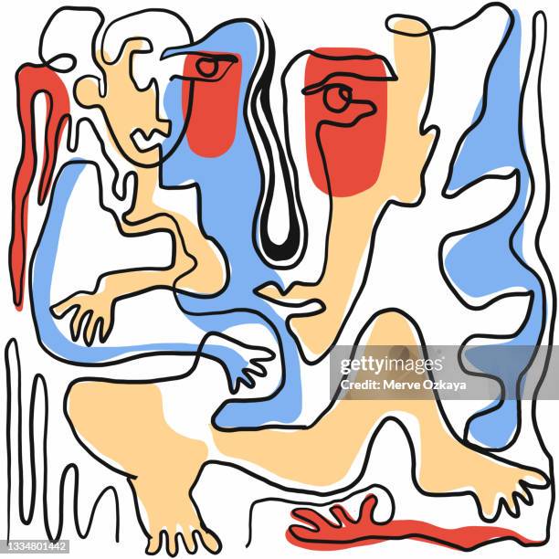 abstract modern face portrait - people sketch stock illustrations