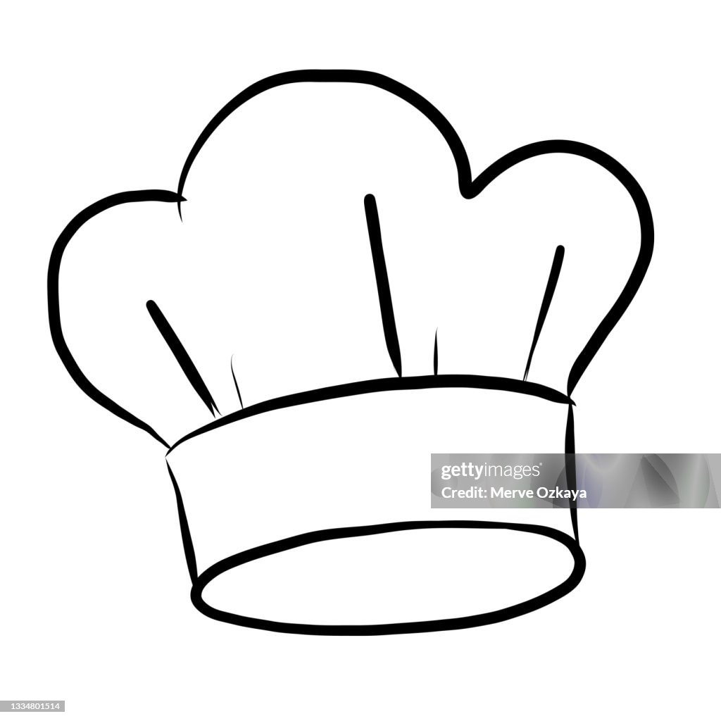 Set of vintage chef and cook hat qith handdrawn doodle style vecto