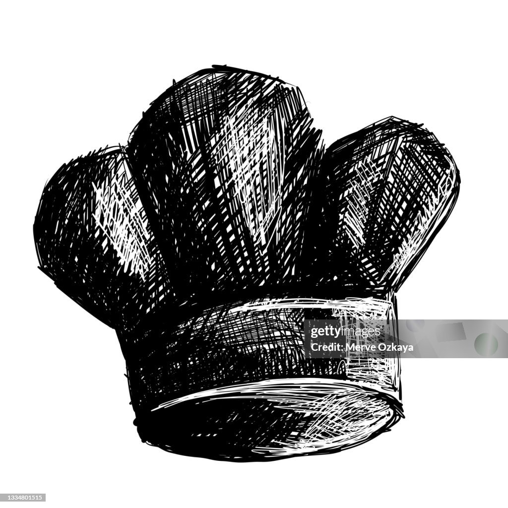 Set of vintage chef and cook hats qith handdrawn doodle style vector
