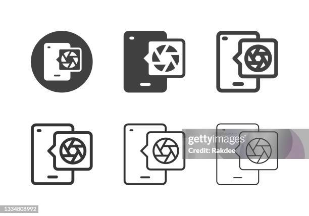 mobile camera icons - multi series - software as a service stock illustrations