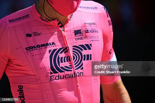 Detail view of Team EF Education - Nippo rider jersey prior to the 76th Tour of Spain 2021, Stage 5 a 184,4km stage from Tarancón to Albacete /...