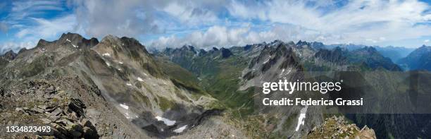 large panorama with passo della sella ,pizzo barbarera, wilde matten and valle canaria near gotthard pass and the basodino glacier - high walde stock pictures, royalty-free photos & images