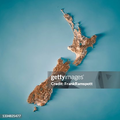 New Zealand Country 3D Render Topographic Map Neutral New Zealand Country 3D Render Topographic Map Neutral