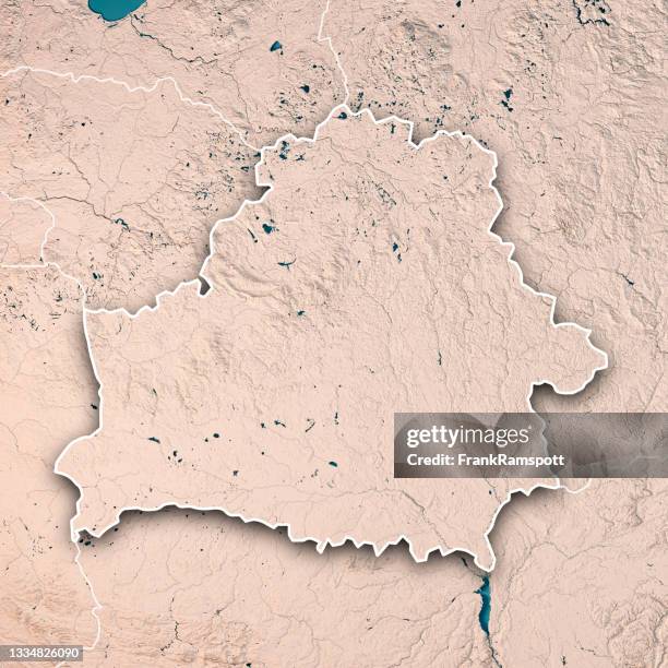 belarus 3d render topographic map neutral border - belarus map 個照片及圖片檔