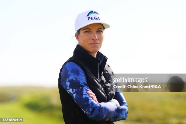 Mel Reid of England poses for a photo during the Pro-Am prior to the AIG Women's Open at Carnoustie Golf Links on August 18, 2021 in Carnoustie,...