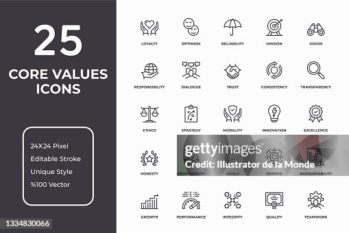 Core Values Thin Line Icon Set Core Values Thin Line Icon Set