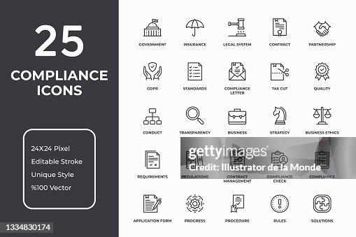 Compliance Thin Line Icon Set Compliance Thin Line Icon Set