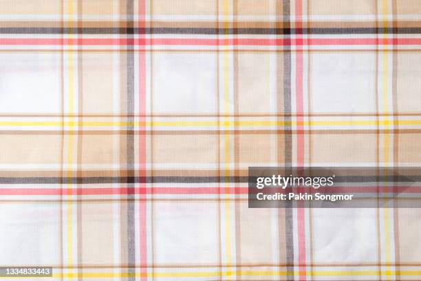 close-up plaid fabric pattern texture and textile background. - plaid stock pictures, royalty-free photos & images