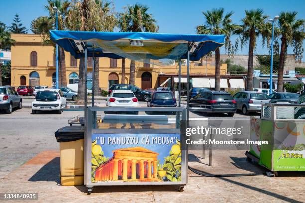 street food at san leone in agrigento province, sicily - agrigento stockfoto's en -beelden