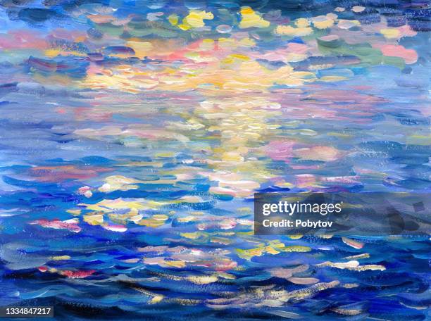 impression of a warm sea - impressionism stock illustrations