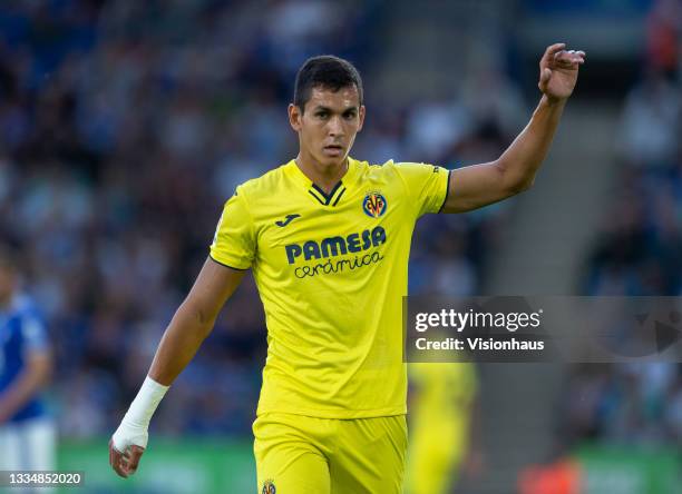 Aissa Mandi of Villarreal CF during the pre-season friendly match between Leicester City and Villarreal at The King Power Stadium on August 4, 2021...