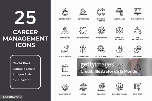 Career Management Thin Line Icon Set Career Management Thin Line Icon Set