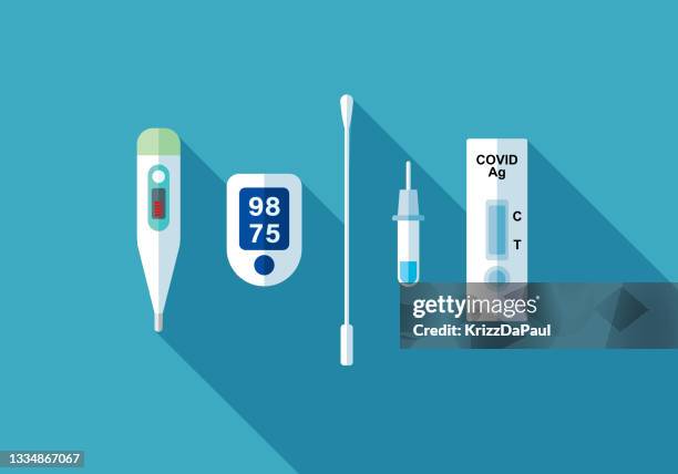 coronavirus-schnelltest-kit - thermometer stock-grafiken, -clipart, -cartoons und -symbole