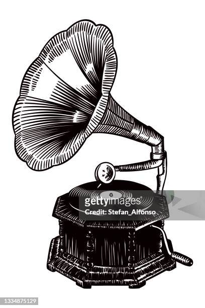 vector illustration of a gramophone - grammofon stock illustrations