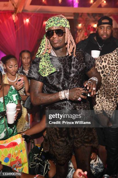 Young Thug attends his 30th Birthday Party at a private location on August 16, 2021 in Atlanta, Georgia.