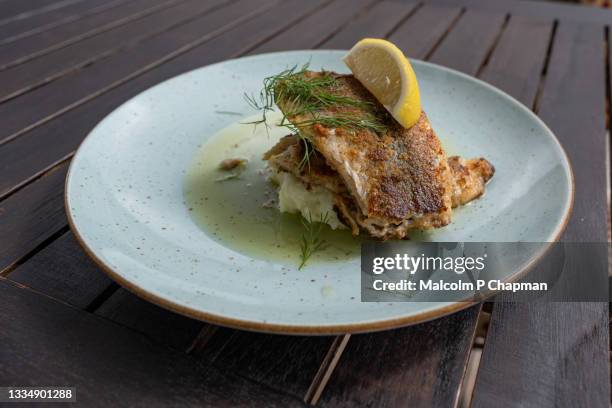 stekt strömming, fried herring with mashed potatoes and dill, a very traditional swedish lunchtime meal - herring stock pictures, royalty-free photos & images