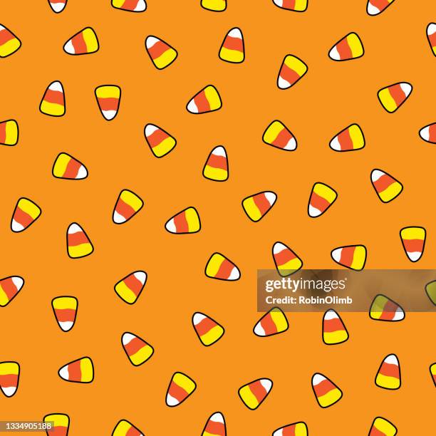 オレンジキャンディコーンシームレスパターン - candy samples点のイラスト素材／クリップアート素材／マンガ素材／アイコン素材
