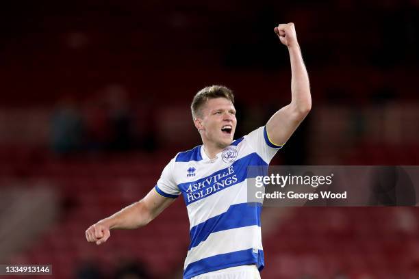 Robert Dickie of Queens Park Rangers celebrates after victory in the Sky Bet Championship match between Middlesbrough and Queens Park Rangers at...