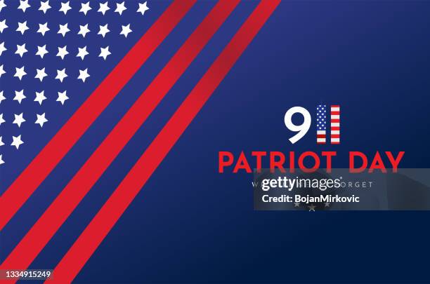 patriot day usa 9/11, 11. september. wir werden es nie vergessen. vektor - downtown new york stock-grafiken, -clipart, -cartoons und -symbole