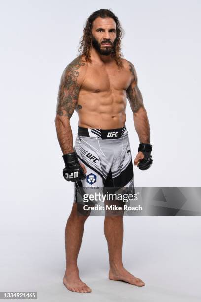 Clay Guida poses for a portrait during a UFC photo session on August 18, 2021 in Las Vegas, Nevada.