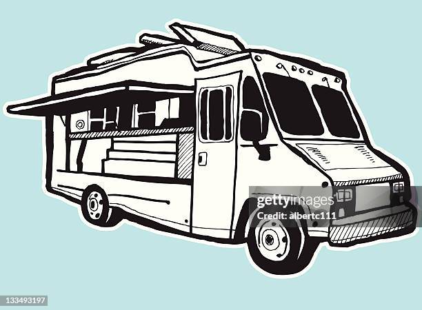 food truck has arrived - food truck stock illustrations