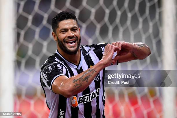 Hulk of Atletico MG celebrates after scoring the second goal of his team during a quarter final second leg match between Atletico Mineiro and River...