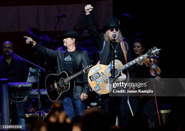 Big and Rich perform during the Volunteer Jam: A Musical Salute To Charlie Daniels at Bridgestone Arena on August 18, 2021 in Nashville, Tennessee.