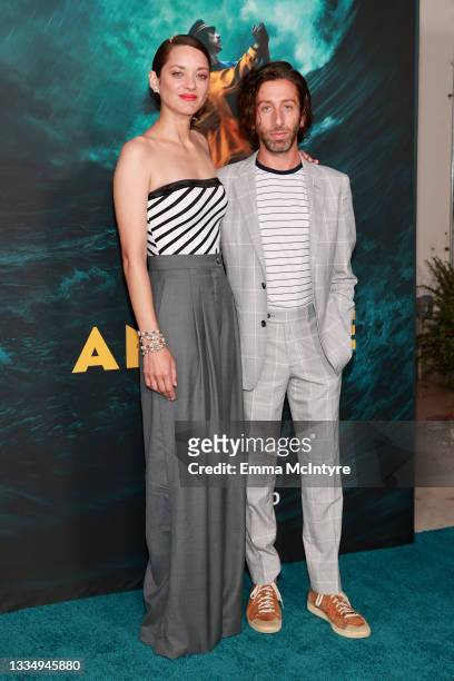 Marion Cotillard and Simon Helberg attend a special screening of Amazon's original movie "Annette" at Hollywood Forever on August 18, 2021 in...
