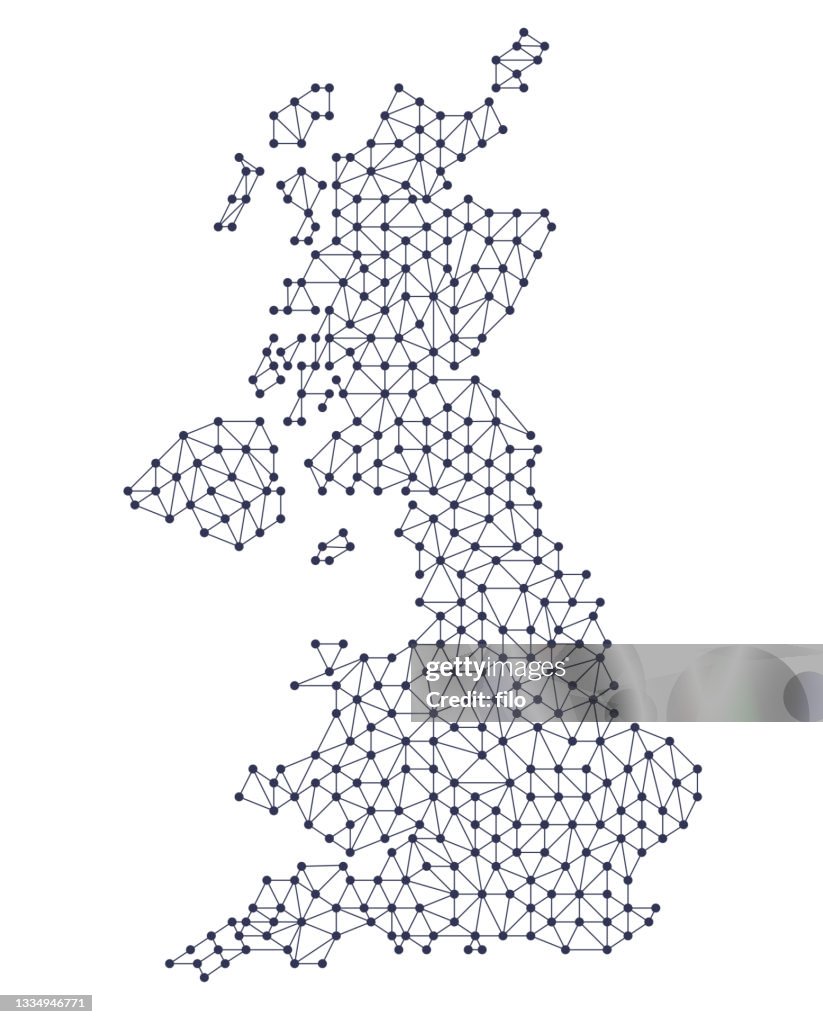 United Kingdom Matrix Network Map Design High-Res Vector Graphic ...