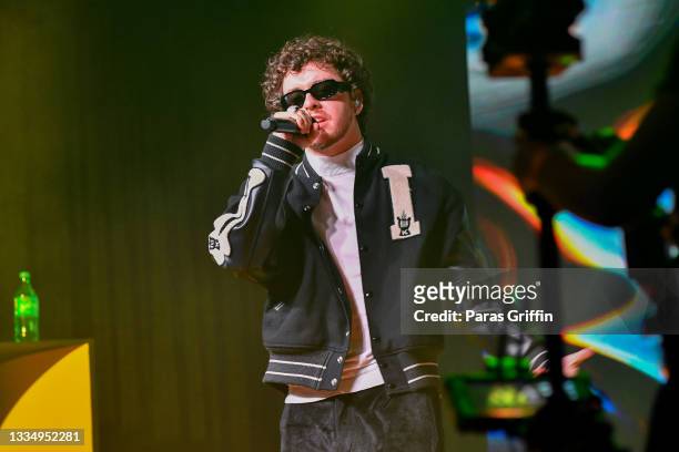 Jack Harlow performs on stage as GRAMMY-Nominated Rapper Jack Harlow Returns To The Masquerade In downtown Atlanta To Close Out Sprite's Live From...