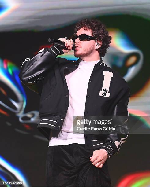 Jack Harlow performs on stage as GRAMMY-Nominated Rapper Jack Harlow Returns To The Masquerade In downtown Atlanta To Close Out Sprite's Live From...