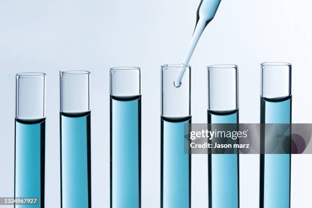 test tube experiment - medisch specimen stockfoto's en -beelden