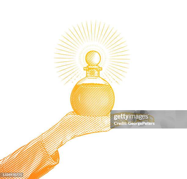 hand holding essential oil bottle - narcotics anonymous stock illustrations
