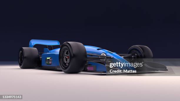 modern autonomous electric race car shot from 3/4 front view. camera and scanning technology. - electric motorsport stock pictures, royalty-free photos & images