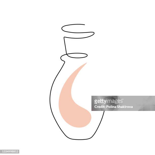 ilustraciones, imágenes clip art, dibujos animados e iconos de stock de dibujo de línea сontinuous de una botella de perfume. - perfume