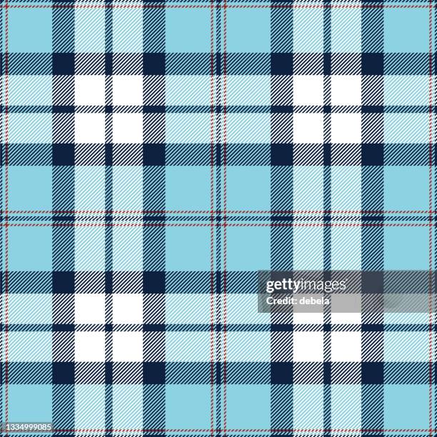 light blue and navy scottish tartan plaid textile pattern - blue sweater pattern stock illustrations